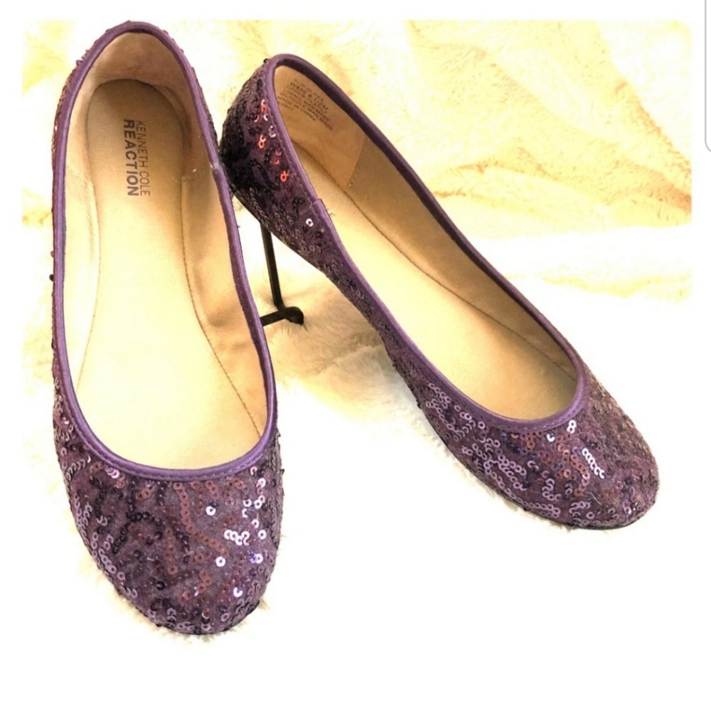 Kenneth Cole purple sequin ballet flats 8 1/2